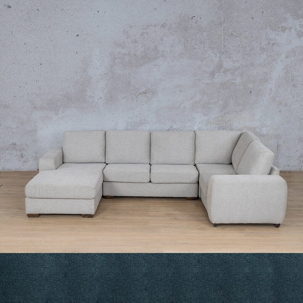 Stanford Fabric U-Sofa Chaise - LHF Fabric Sofa Leather Gallery Air Force Blue