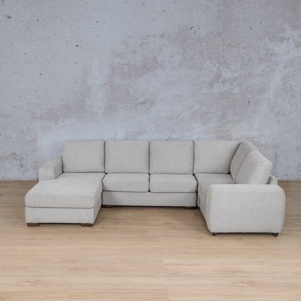 Stanford Fabric U-Sofa Chaise - LHF Fabric Sofa Leather Gallery Pebble