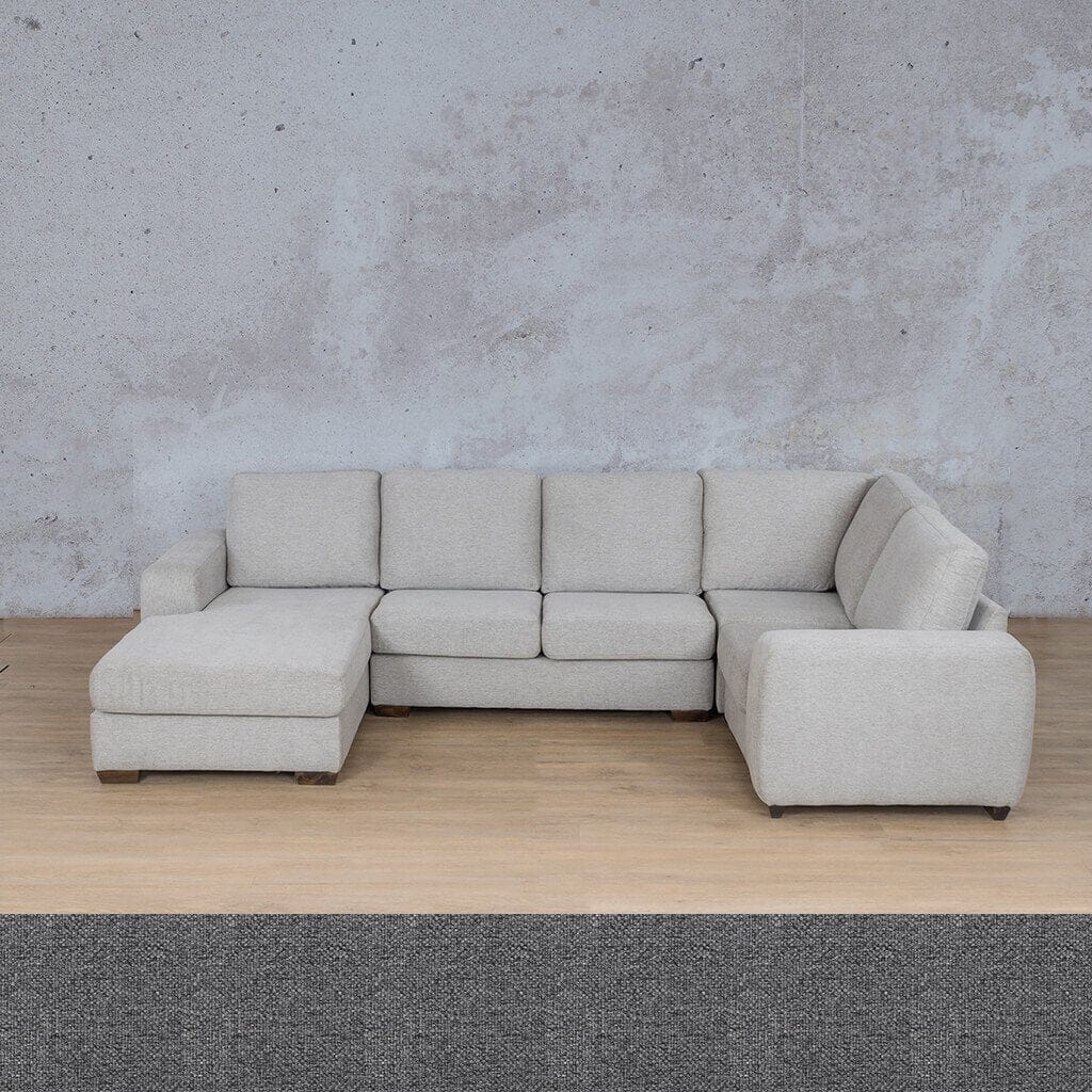 Stanford Fabric U-Sofa Chaise - LHF Fabric Sofa Leather Gallery Silver Charm