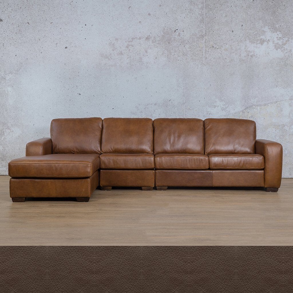 Stanford Leather Modular Sofa Chaise - LHF Leather Sectional Leather Gallery Country Ox Blood