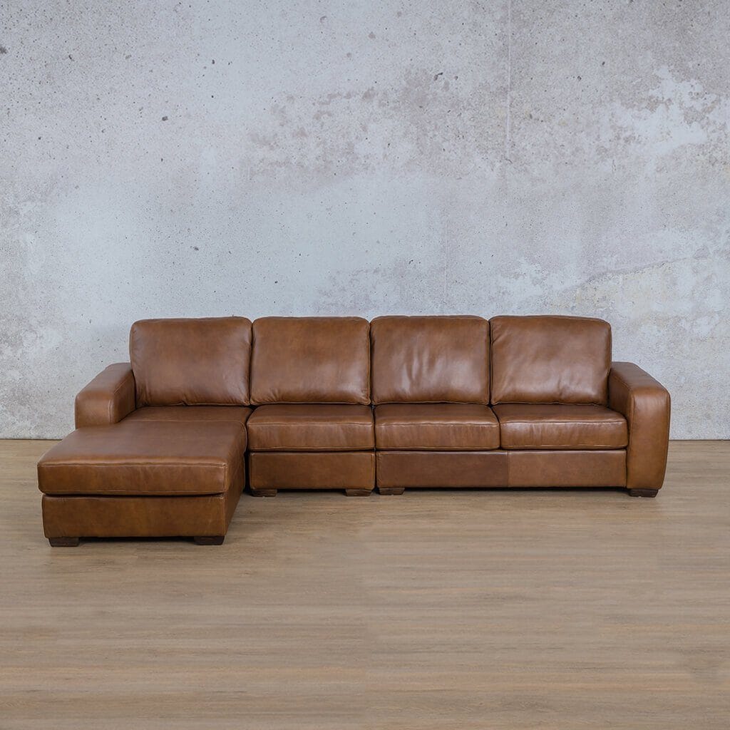Stanford Leather Modular Sofa Chaise - LHF Leather Sectional Leather Gallery Czar Pecan