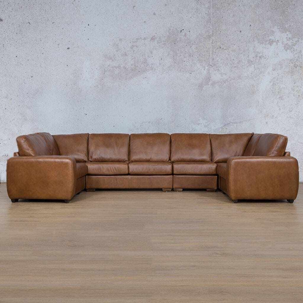 Stanford Leather Modular U-Sofa Leather Sectional Leather Gallery Czar Pecan