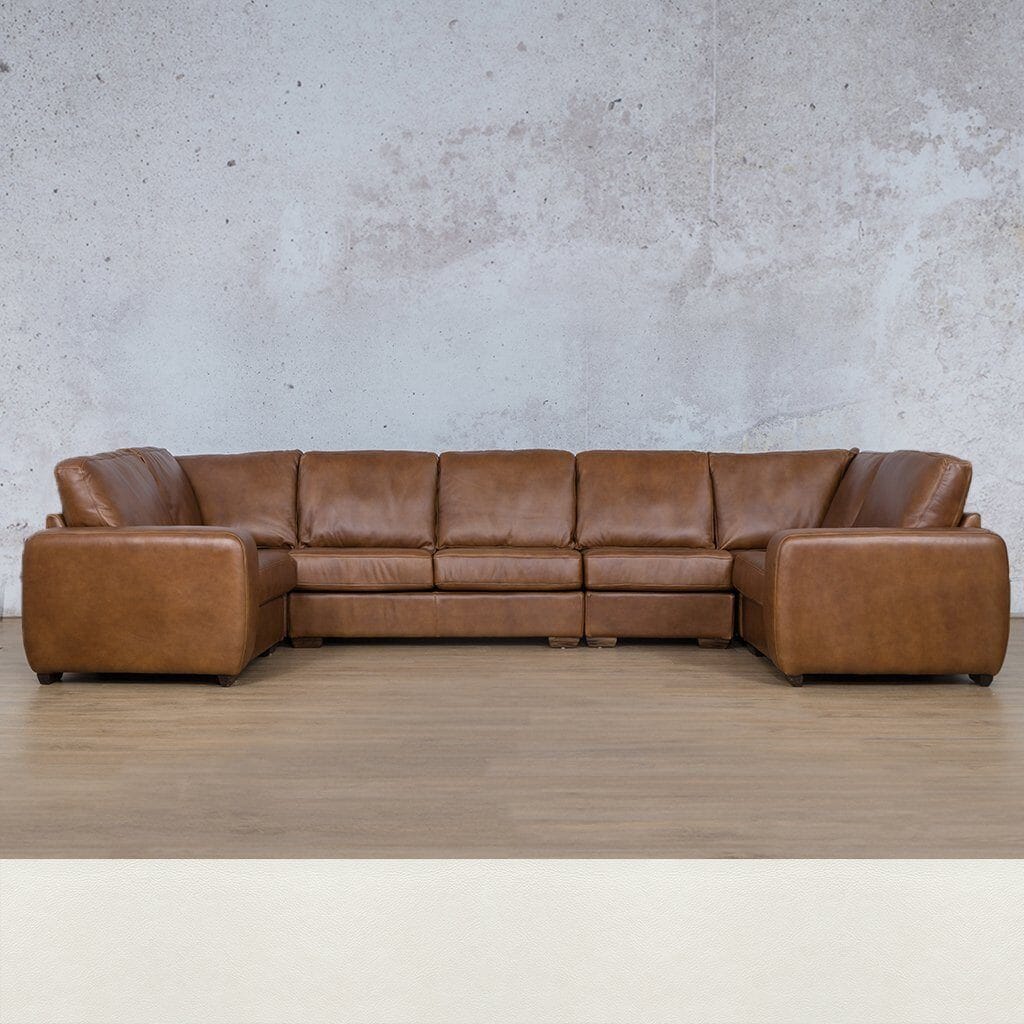 Stanford Leather Modular U-Sofa Leather Sectional Leather Gallery Czar White