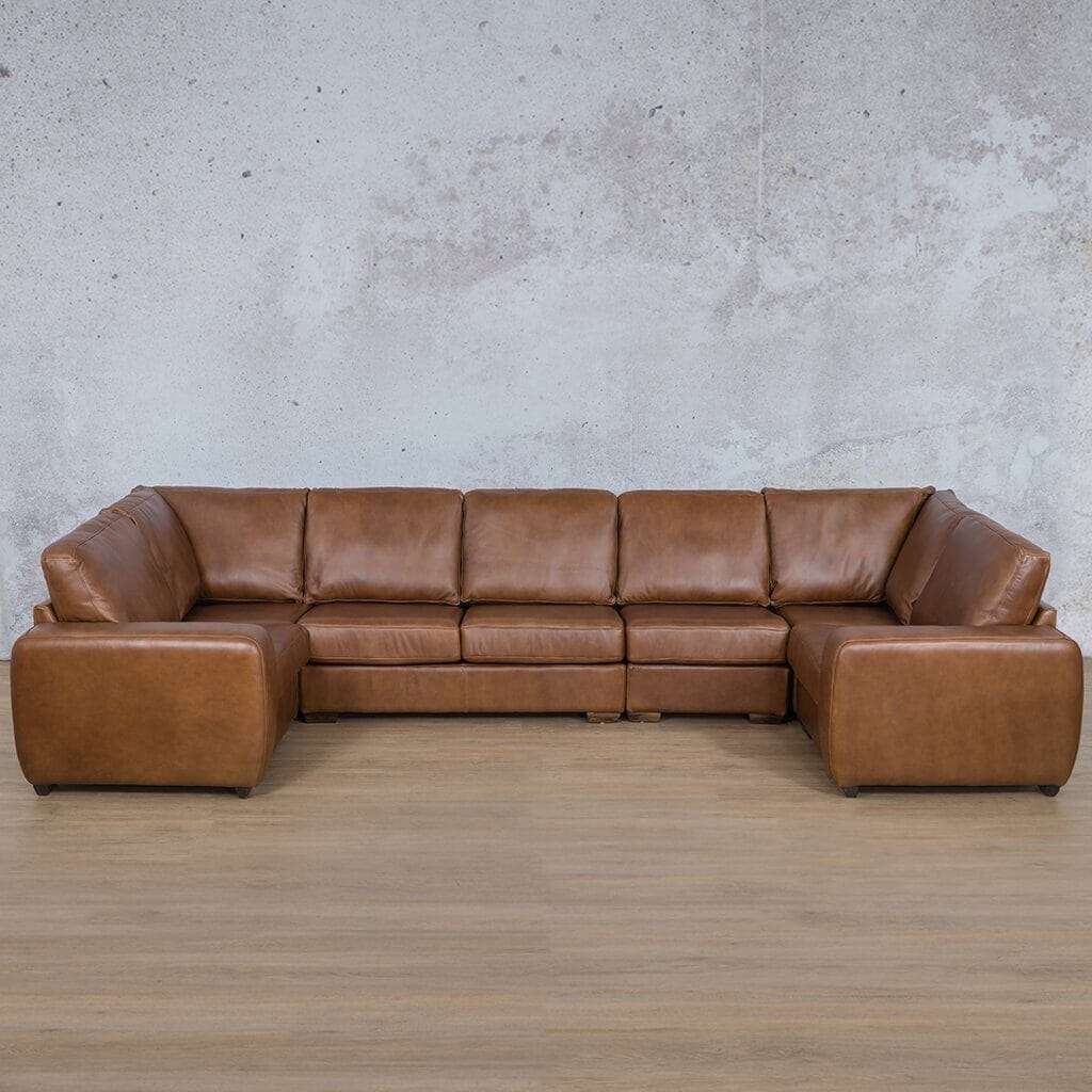 Stanford Leather Modular U-Sofa Leather Sectional Leather Gallery Czar Pecan