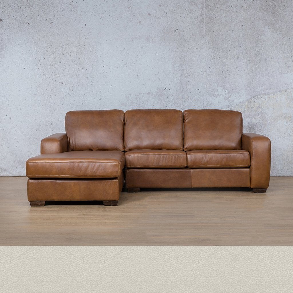 Stanford Leather Sofa Chaise - LHF Leather Sofa Leather Gallery Urban White