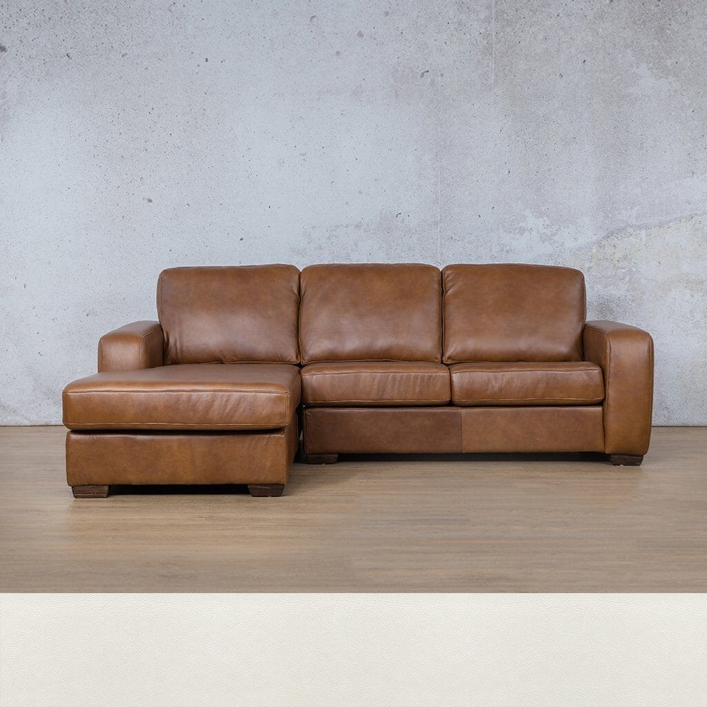 Stanford Leather Sofa Chaise - LHF Leather Sofa Leather Gallery Czar White