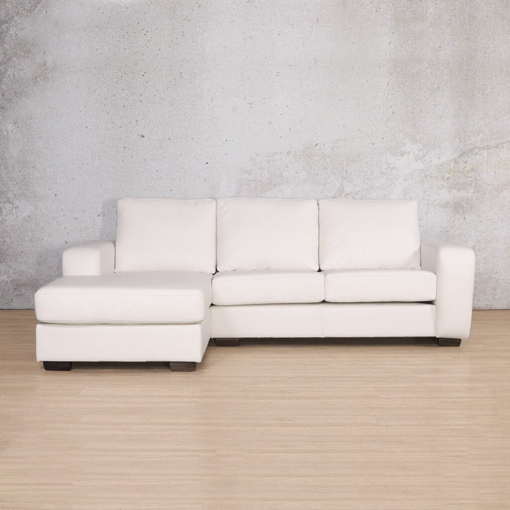 Stanford Leather Sofa Chaise - LHF Leather Sofa Leather Gallery Urban White