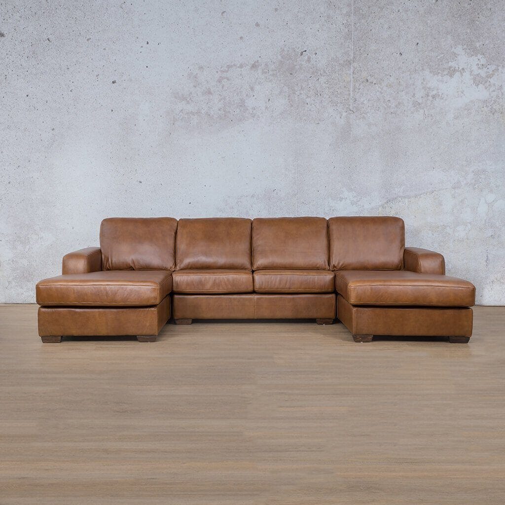 Stanford Leather U-Chaise Leather Sectional Leather Gallery Czar Pecan
