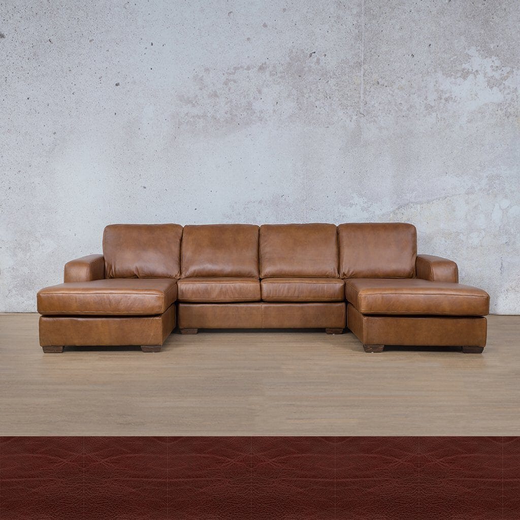 Stanford Leather U-Chaise Leather Sectional Leather Gallery Czar Ruby
