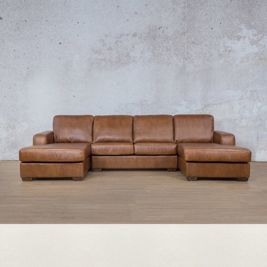 Stanford Leather U-Chaise Leather Sectional Leather Gallery Czar White