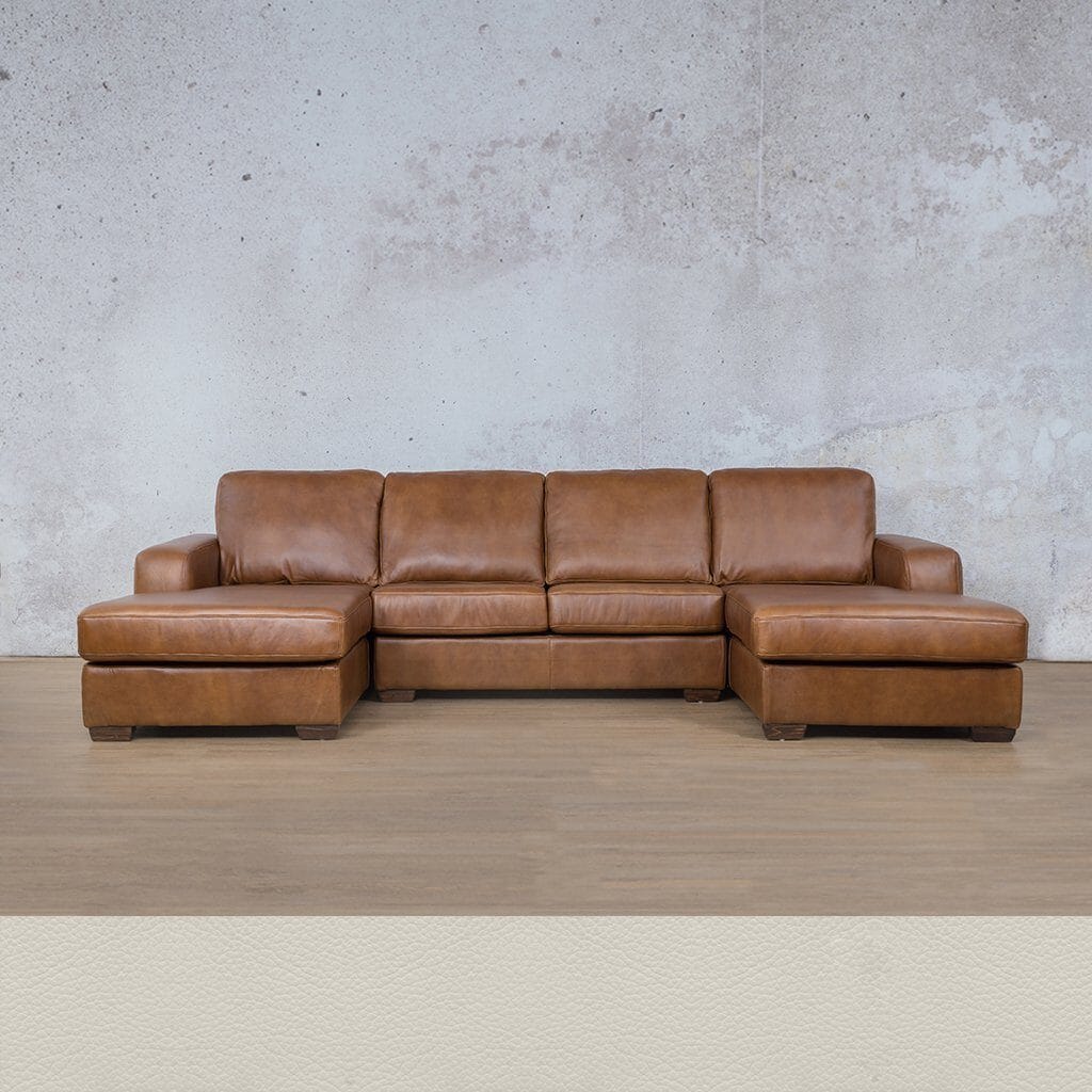 Stanford Leather U-Chaise Leather Sectional Leather Gallery Urban White