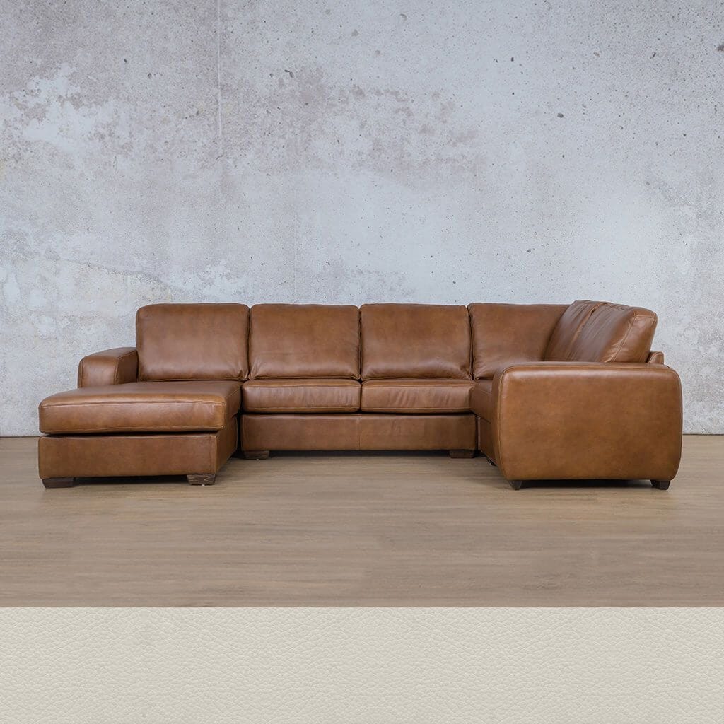 Stanford Leather U-Sofa Chaise - LHF Leather Sectional Leather Gallery Urban White