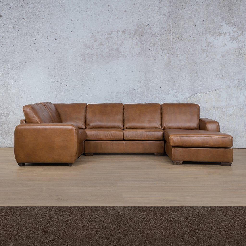 Stanford Leather U-Sofa Chaise - RHF Leather Sectional Leather Gallery Country Ox Blood