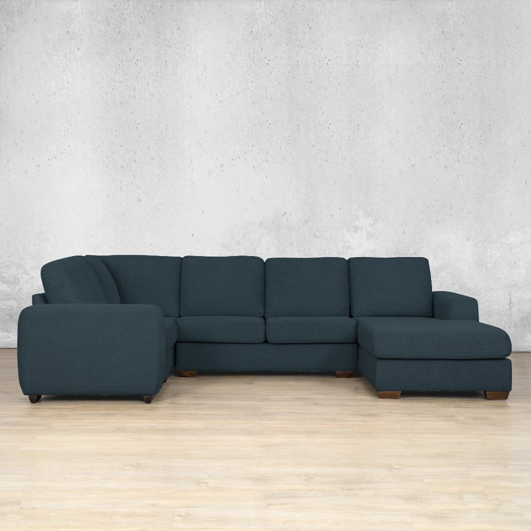 stanford Fabric u sofa chaise sectional rhf air force blue