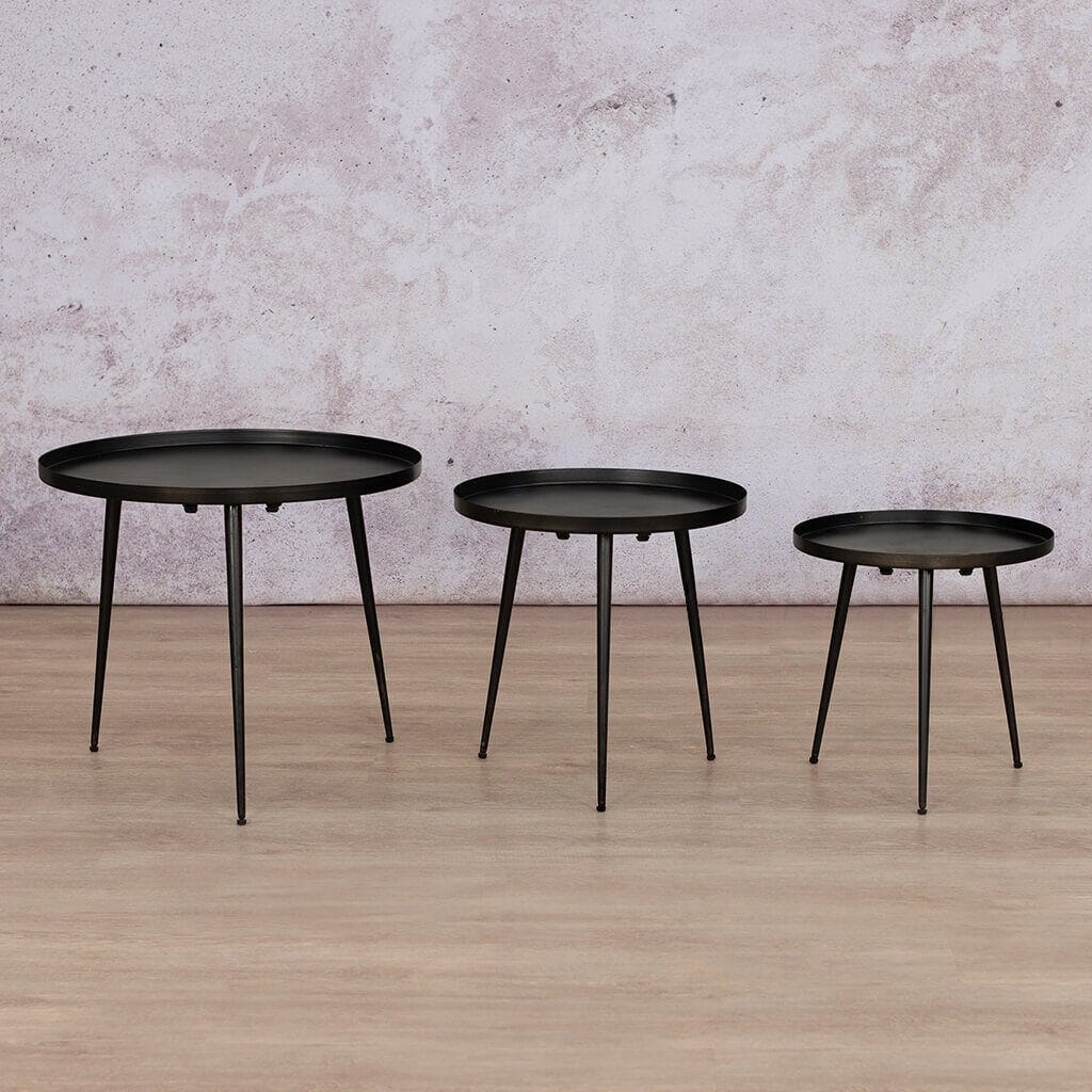 Tamara Side Tables - Set Of 3 Side Table Leather Gallery Steel