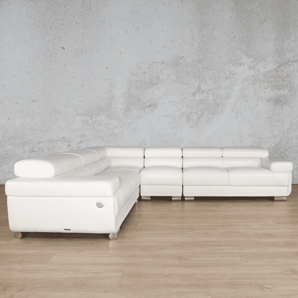 Tobago Leather L-Sectional Leather Sectional Leather Gallery White