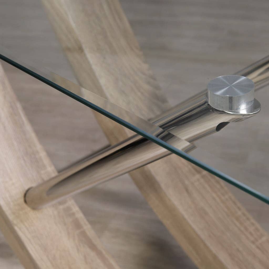 Tropez Glass Coffee Table - Grey Oak Coffee Table Leather Gallery