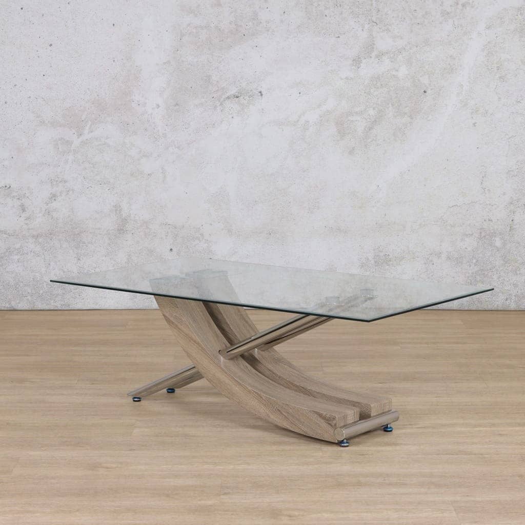 Tropez Glass Coffee Table - Grey Oak Coffee Table Leather Gallery