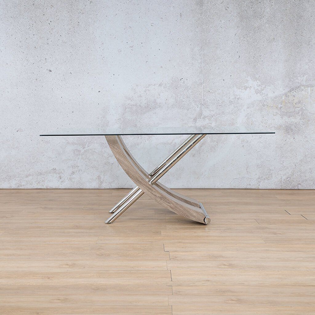 Tropez Dining Table - Glass Bevelled / Grey Oak Base Dining Table Leather Gallery