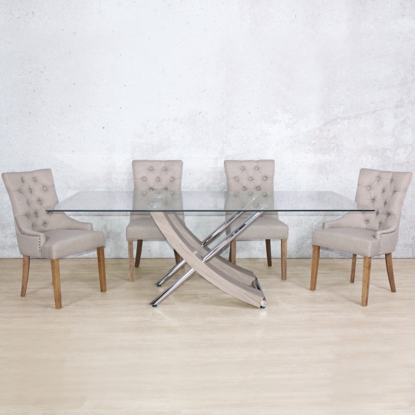 Tropez & Duchess 6-seater Dining set, including 2 carver dining chairs & 4 standard dining chairs in durable polyester fabric upholstery.