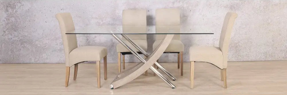 Tropez Glass & Windsor 6 Seater Dining Set - Tropez - Dining Table