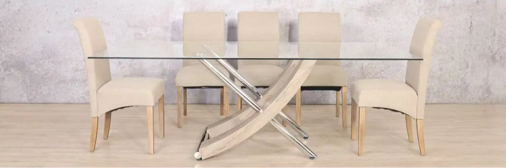 Tropez Glass & Windsor 8 Seater Dining Set - Tropez - Dining Table