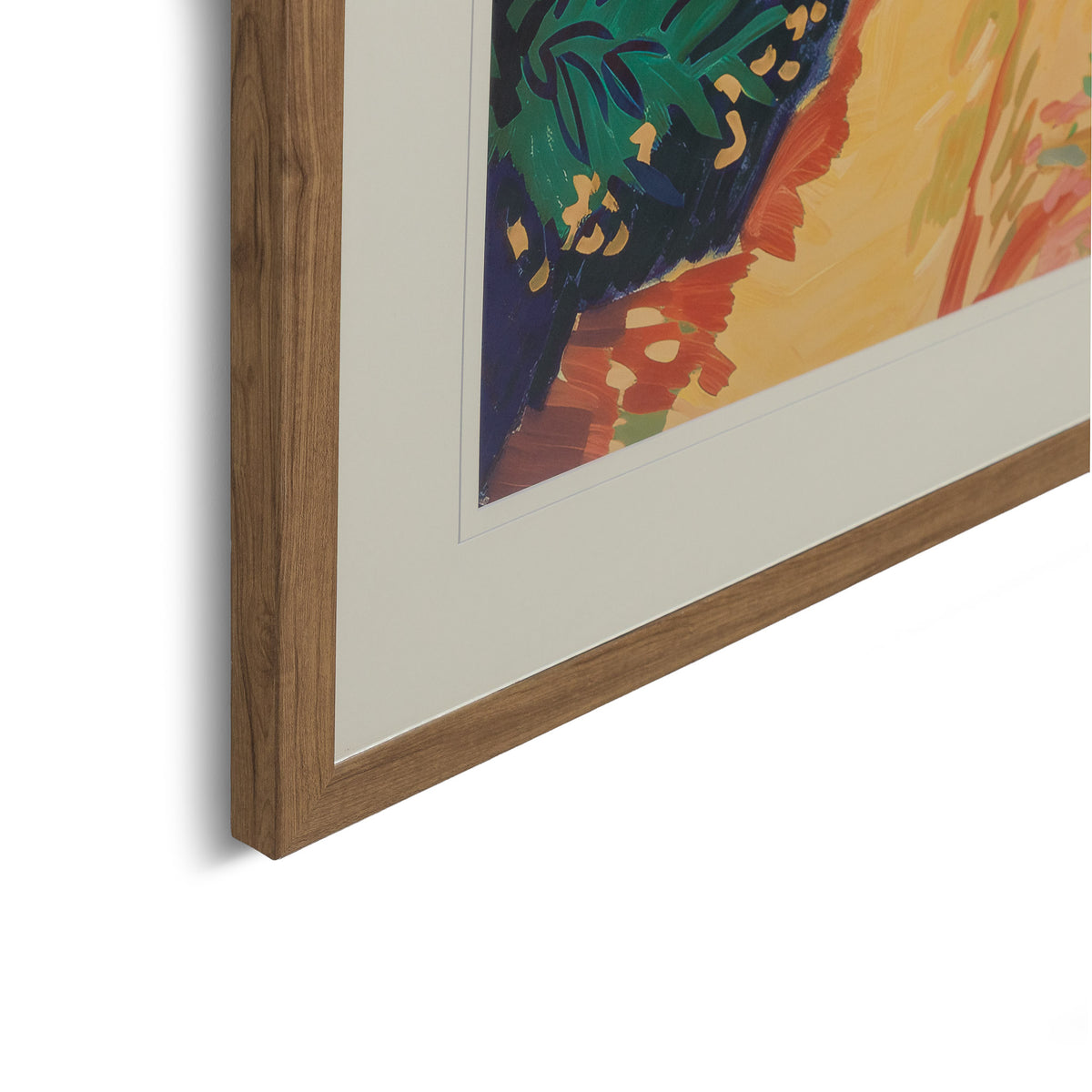 Lefayette Artwork - Kia Framed Print by Leather Gallery featuring a Mediterranean coastal pathway, lush green trees, golden cliffs and blue ocean waters.