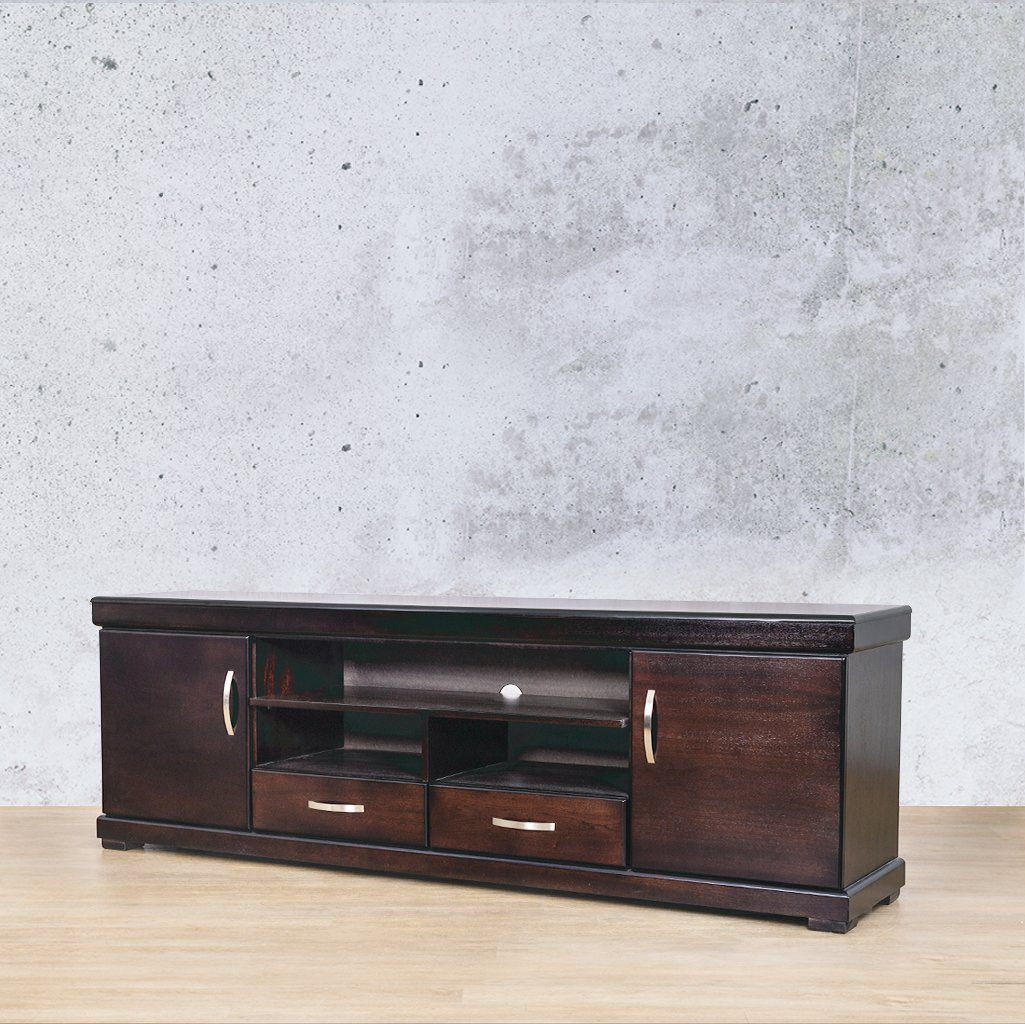 Angled Front View of the Urban Dark Mahogany 2000 Plasma TV Unit | TV Stand | TV Stands | TV Cabinet | TV Stands For Sale | TV Units For Sale at Leather Gallery