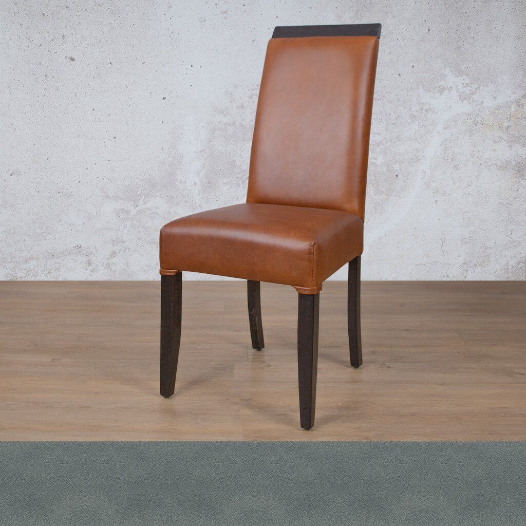 Urban Leather Dark Mahogany Dining Chair Dining Chair Leather Gallery Flux Blue