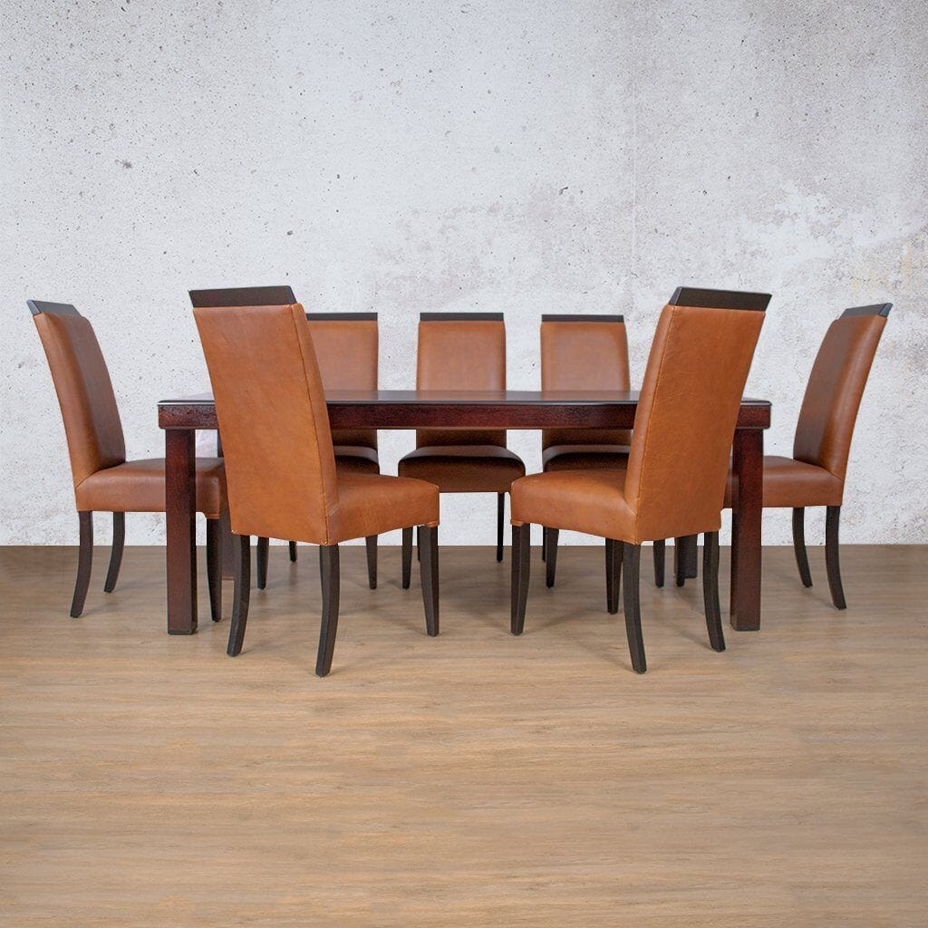Urban Leather Dining Set - 8 Seater Dining room set Leather Gallery Royal Walnut