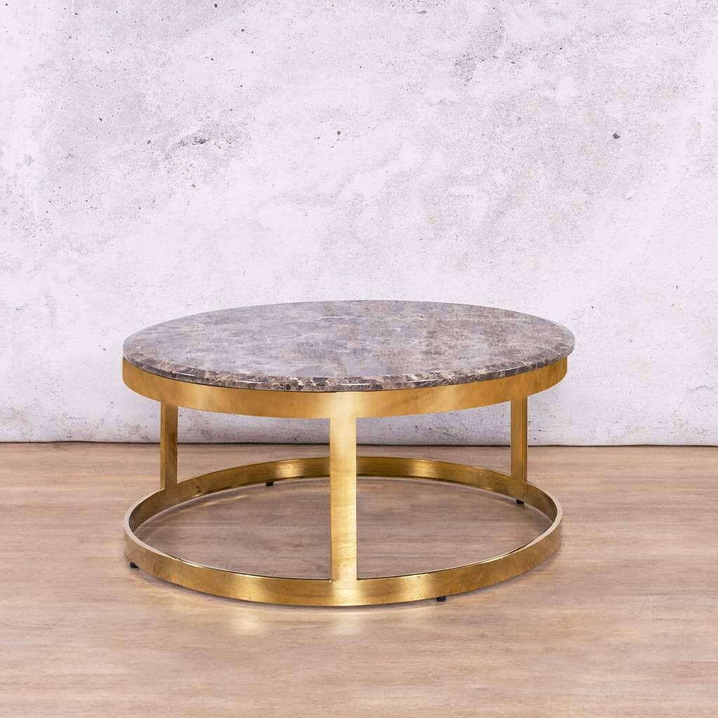 Waldorf Coffee Table Set - Brown Marble Look Top Coffee Table Leather Gallery
