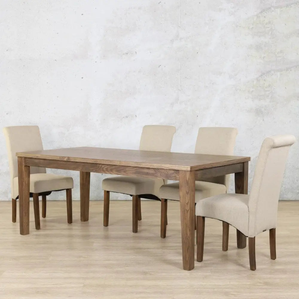 Willow & Windsor 6 Seater Dining Set - Dining Table Antique Dark Oak