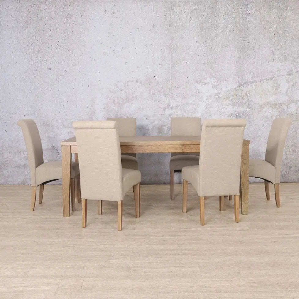Willow & Windsor 6 Seater Dining Set - Antique Natural Oak - Dining Table