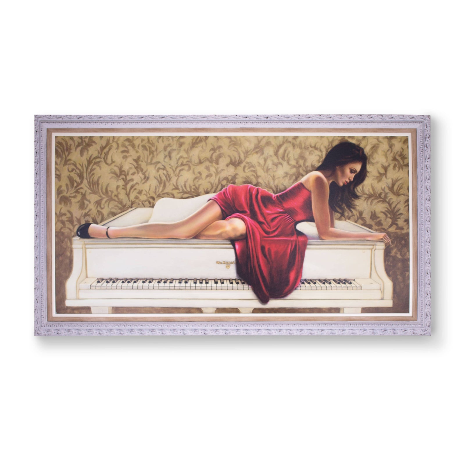 Women in Red Piano Lady - 2220 X 1220 Painting Leather Gallery White 2220 X 1220