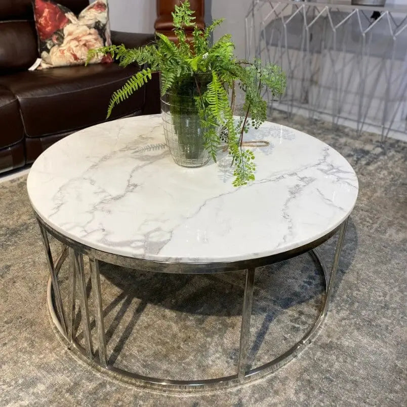 Zoya Coffee Table - White Marble Look Top - Warehouse Clearance - Coffee Table