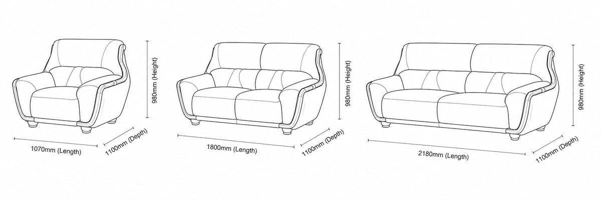 Zuri 3+2+1 Leather Lounge Suite