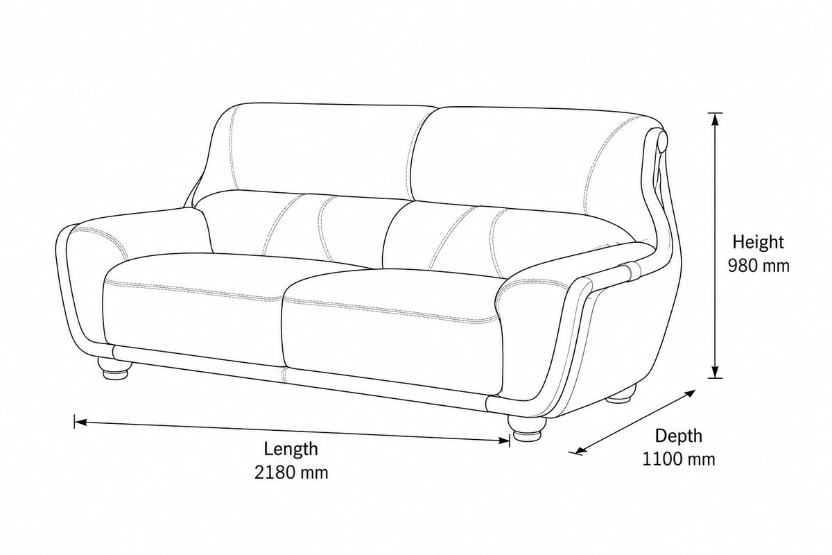Zuri 3 Seater Leather Couch
