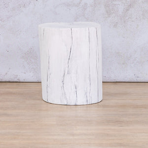 Faux Whitewash Tree Trunk Side Table Side Table Leather Gallery 