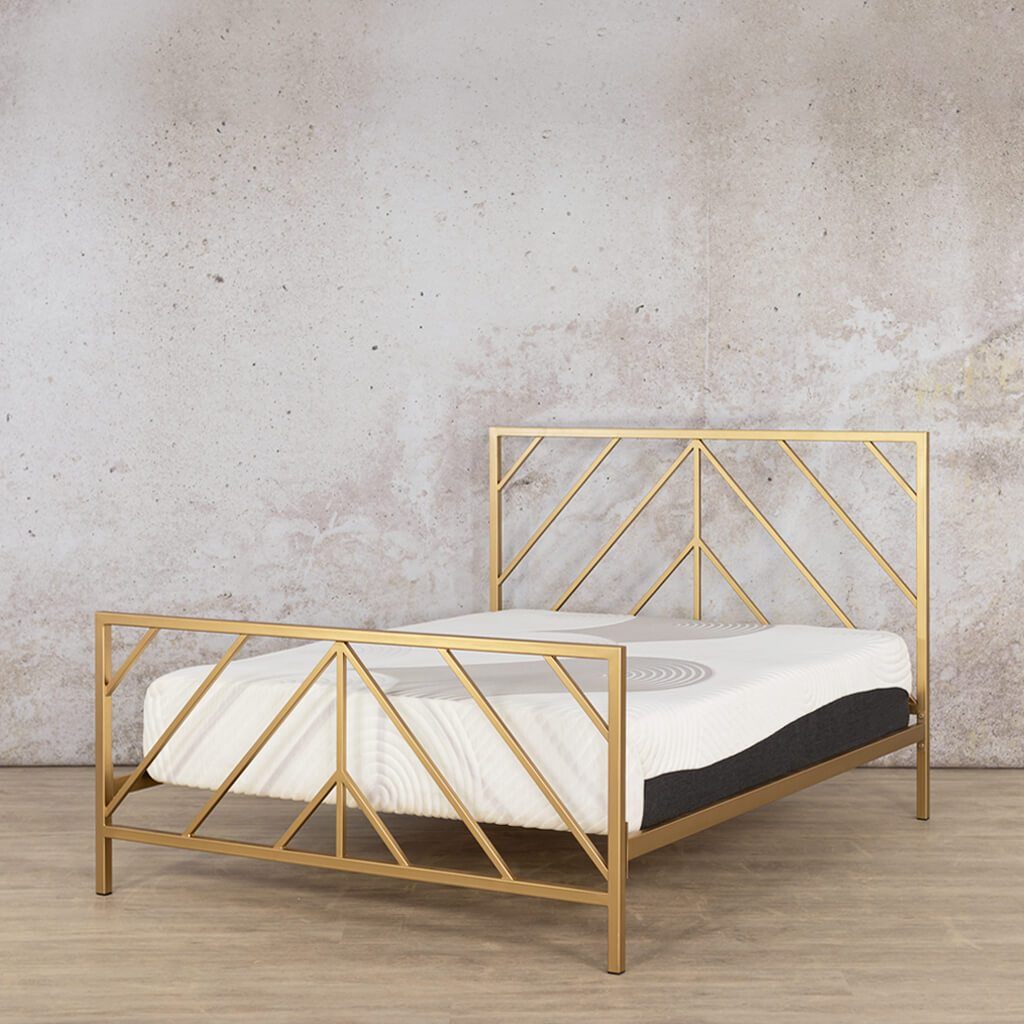 Sophia Bed Frame Bedroom Set Leather Gallery Dark Oak - Gold Single Bed Frame | 92cm 