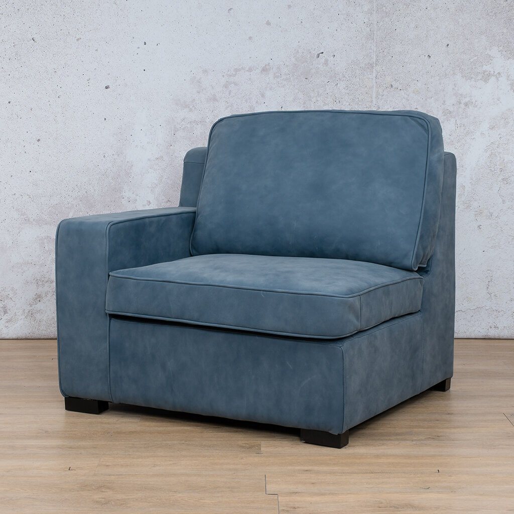 Arizona Leather 1 Seater Right Arm Leather Gallery Flux Blue WAREHOUSE COLLECTION - PINETOWN OR NORTHRIDING Full Foam