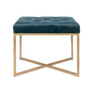 Legacy Harbour Teal Gold Base Single Ottoman Ottoman Leather Gallery Harbour Teal 60 x 40 x50 