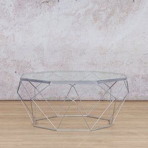 Mara Chrome Base Coffee Table + Clear Glass Coffee Table Leather Gallery 800Dia x 450H Mara 