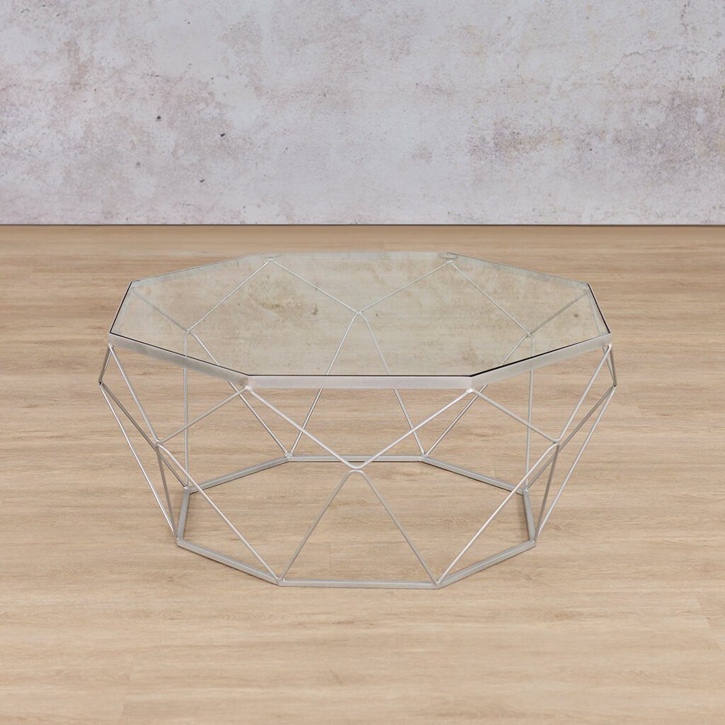 Mara Chrome Base Coffee Table + Clear Glass Coffee Table Leather Gallery 800Dia x 450H Mara 