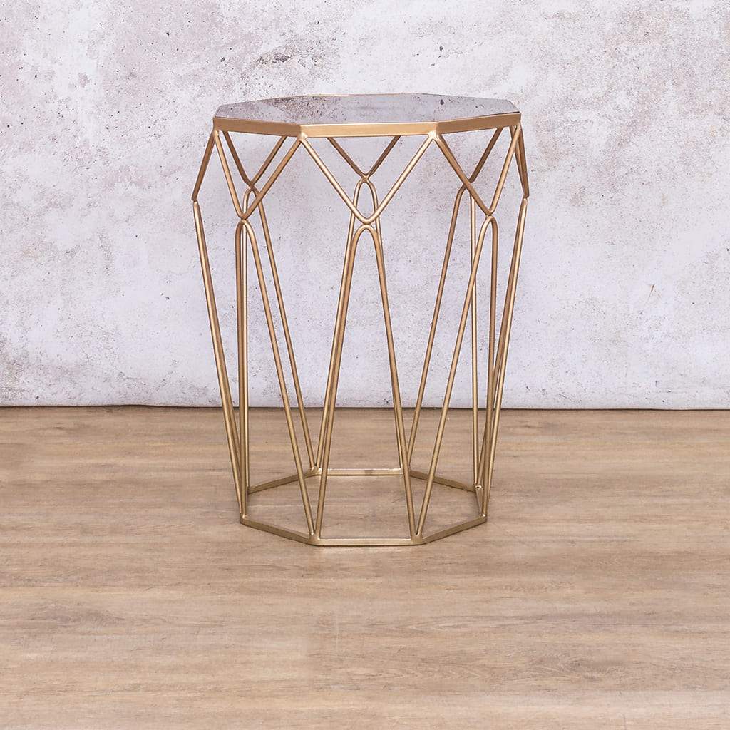 Mara Glass Top Side Table Side Table Leather Gallery 