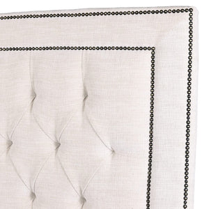 Close up view of the studded border detail of the Winston Fabric Headboard | Queen Bedroom Set Leather Gallery | Queen Headboard | Headboards | Modern Headboards | Headboards For Sale | Bedroom Headboard 