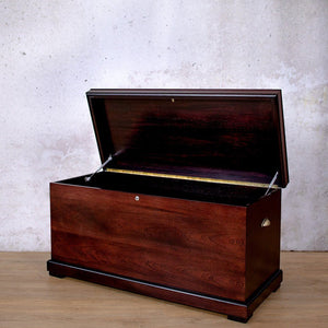 Image of the open lid Urban Kist - Dark Mahogany | Blanket Storage Box | Bedroom Storage | Leather Gallery 