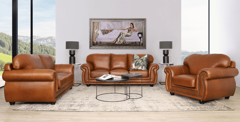 Real leather lounge suites sale