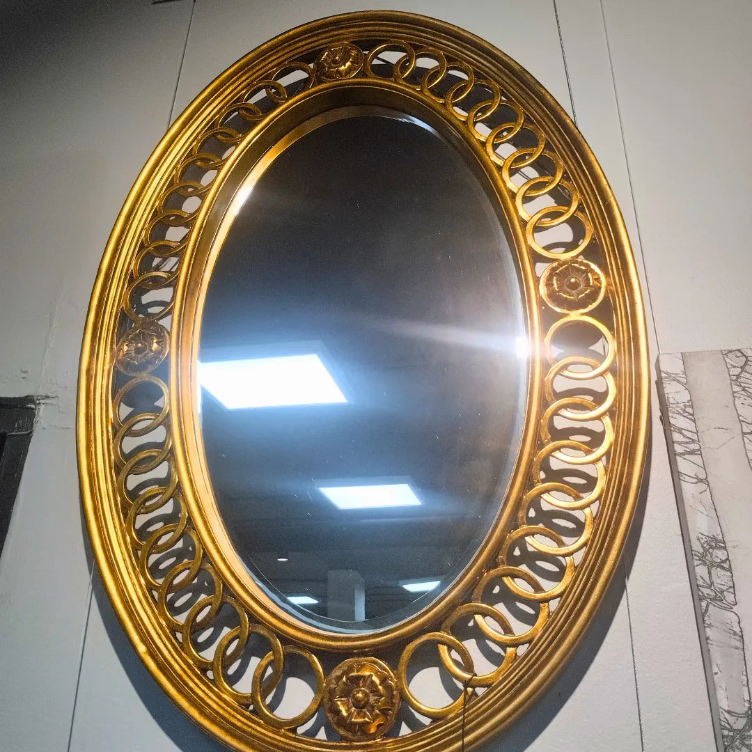 Oval Antique Gold Wall Mirror - Warehouse Clearance Mirror Leather Gallery 