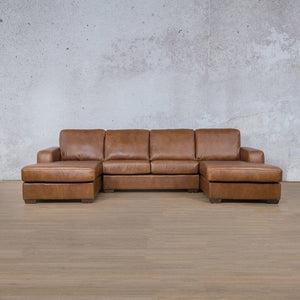 Stanford Leather U-Chaise Leather Sectional Leather Gallery Czar Pecan 