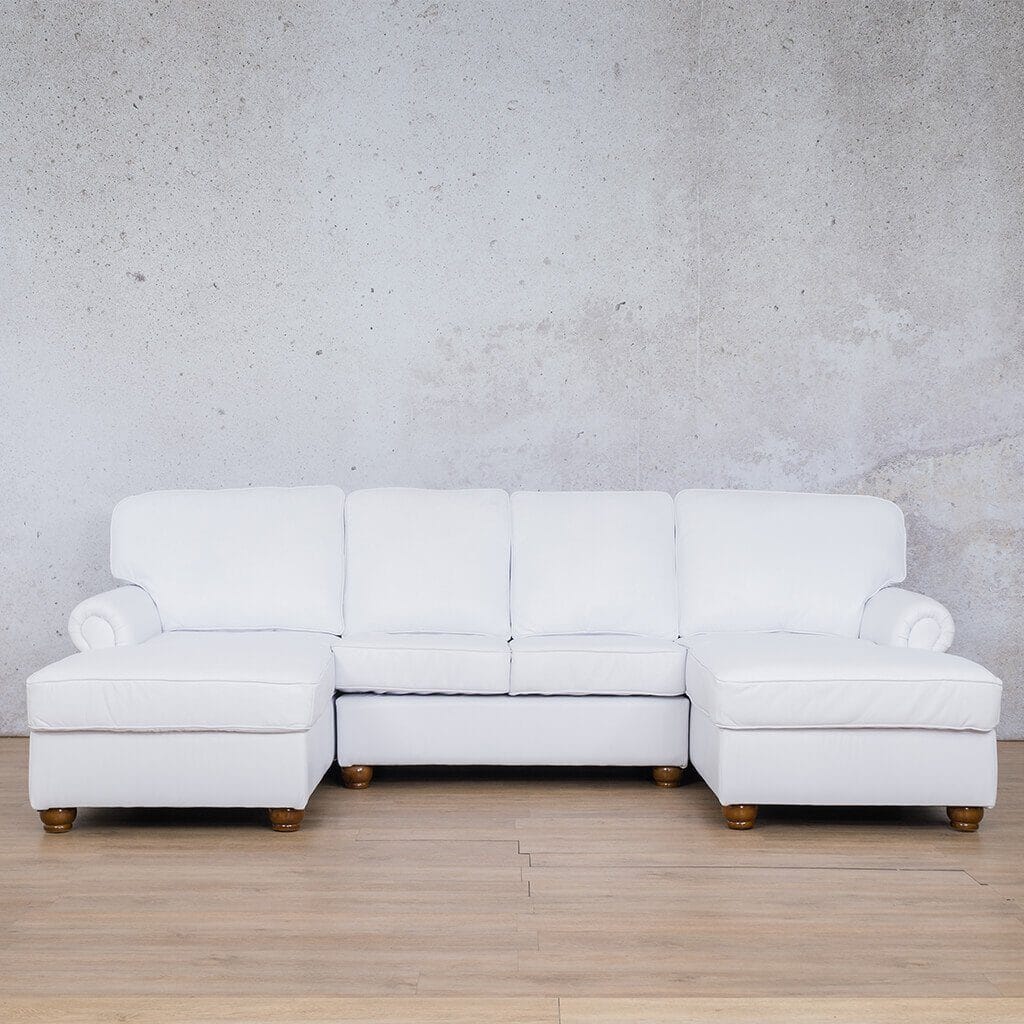 Salisbury Leather Sofa U-Chaise Sectional Leather Sectional Leather Gallery Czar White 